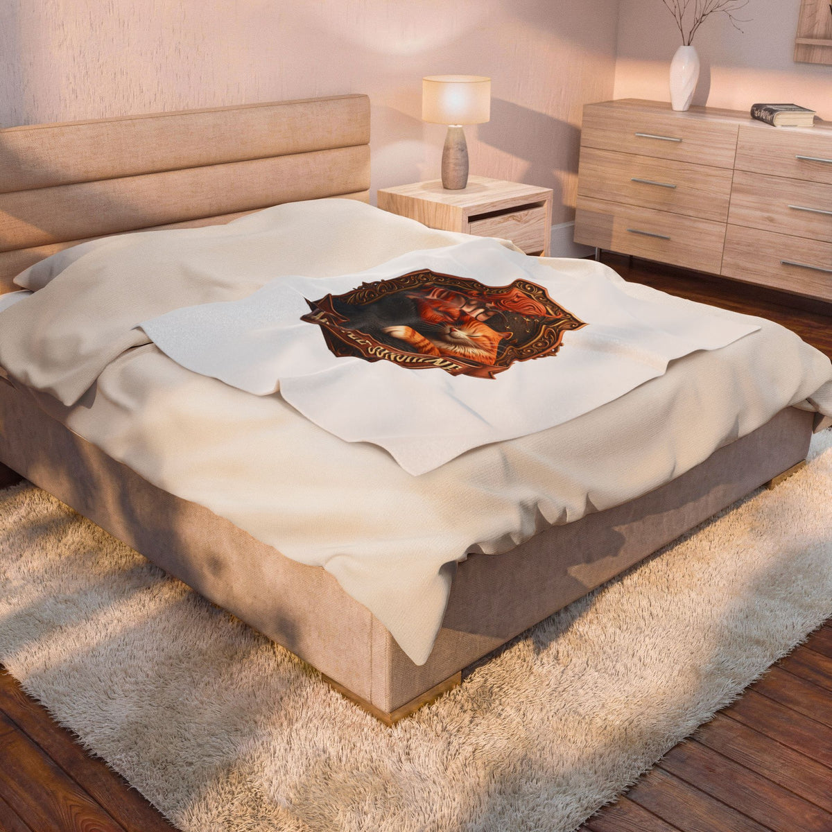 My Little Sunshine velveteen plush throw, 50 by 60 inches, spread across the foot of a bed.
