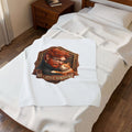 My Little Sunshine velveteen plush throw, 30 by 40 inches, folded on the corner of a bed.